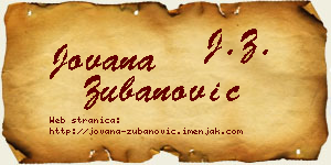 Jovana Zubanović vizit kartica